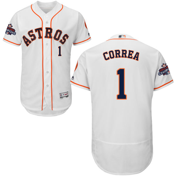 Astros #1 Carlos Correa White Flexbase Authentic Collection World Series Champions Stitched MLB Jersey